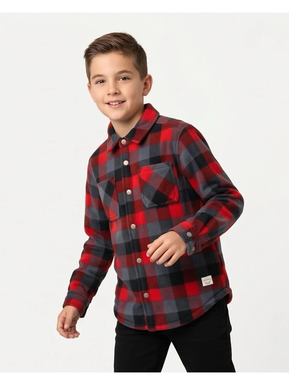 Weatherproof Vintage Boys M 10/12 Sherpa Lined Buffalo Plaid Jacket Red